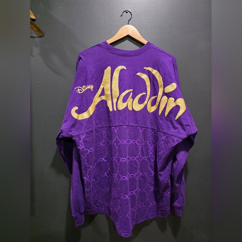 Disney Parks Aladdin the Broadway Musical Spirit Jersey Purple Gold XL